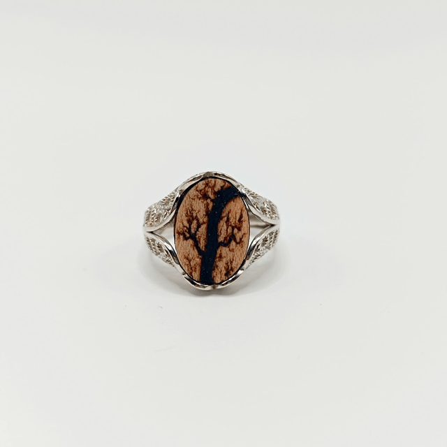 Bague ajustable en argent 925 et bois d'érable 