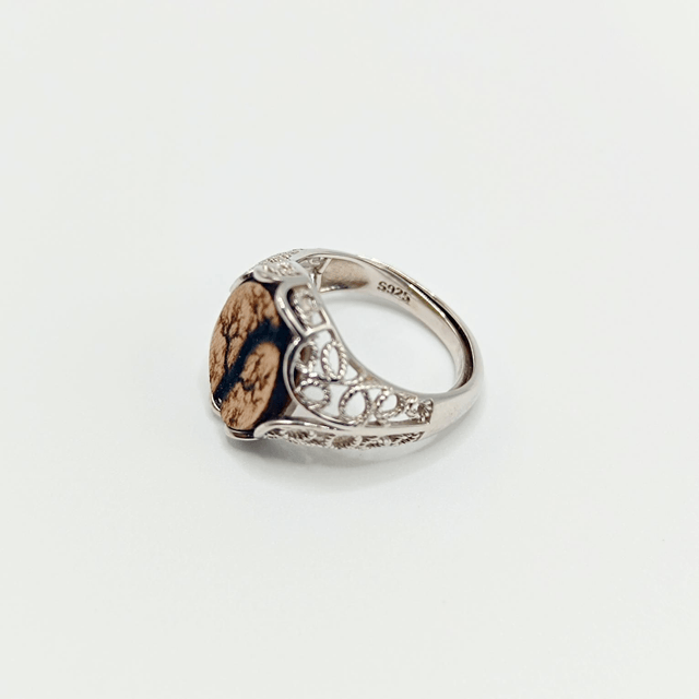 Bague ajustable en argent 925 et bois d'érable 