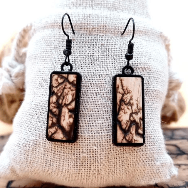 Boucles d'oreilles rectangulaire en erable 