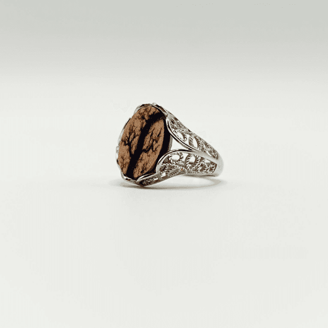 Bague ajustable en argent 925 et bois d&#039;érable 