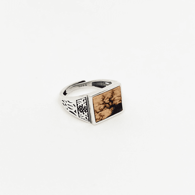 Chevalière argent 925 et bois d&#039;érable 